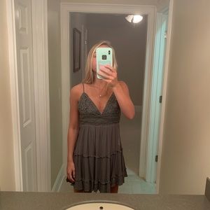 Dark green Spaghetti Straps Crochet Cutout dress